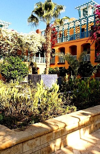 Colorful courtyard at Sheraton Hotel in El Gouna, Egypt