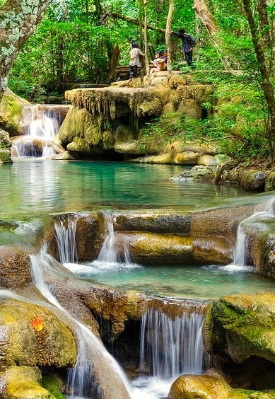 The Erawan Waterfalls Park in western Thailand