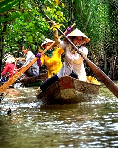 Traffic in the Mekong Delta, My Tho, Vietnam