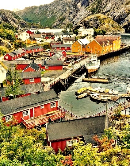 Remote village in Nusfjord, Lofoten Islands / Norway